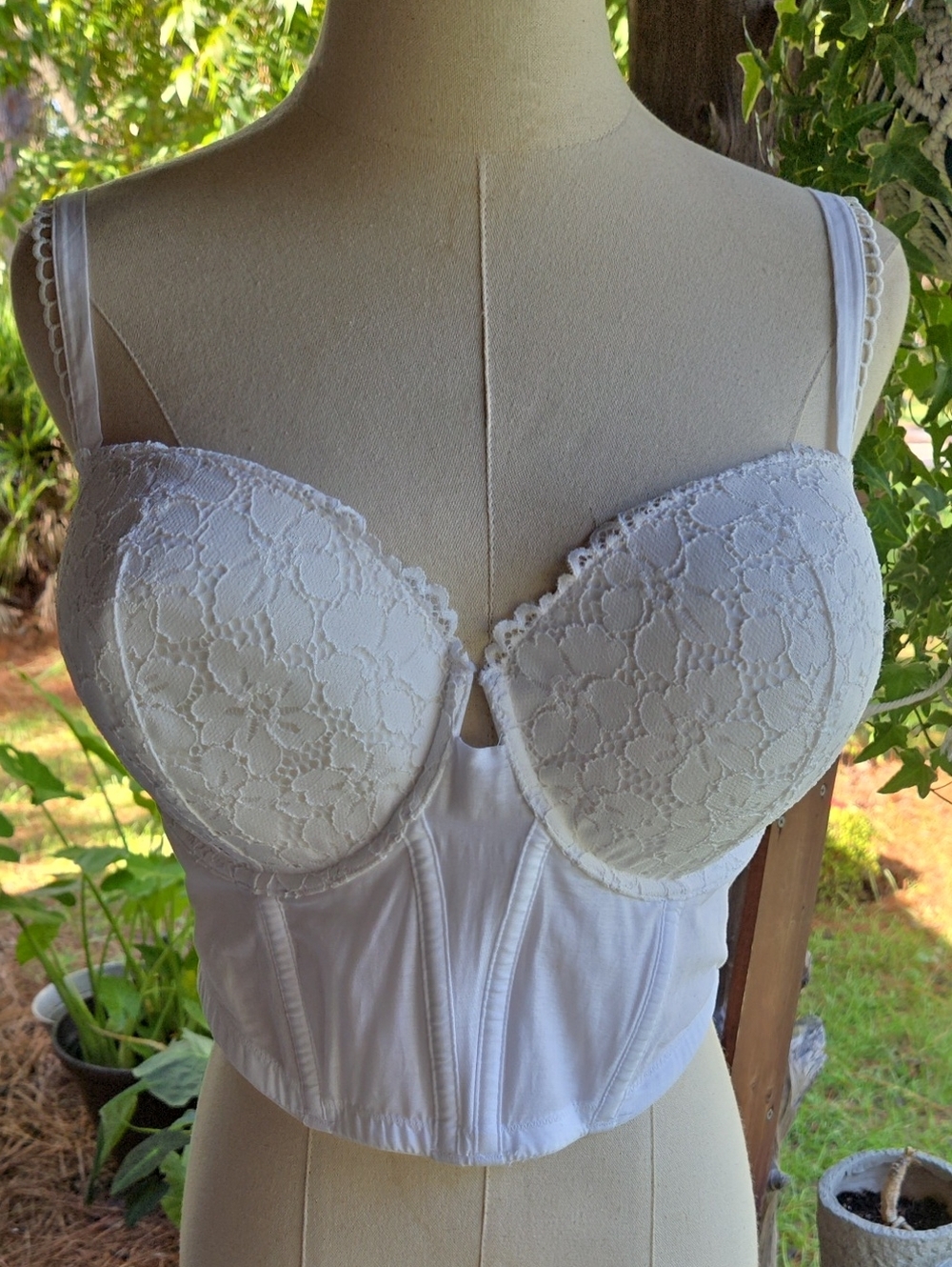 Auden White Lace Underwire Longline Corset Bra Size XXL